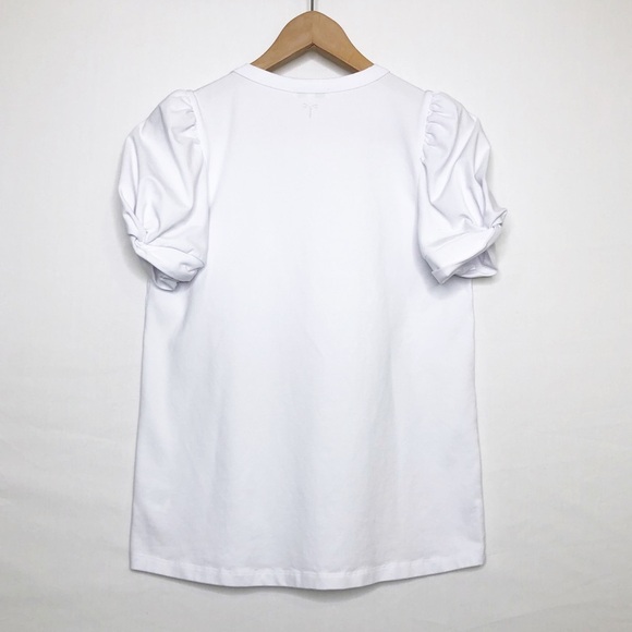 Tyler Boe White round neck, puff sleeve top - Picture 3 of 9